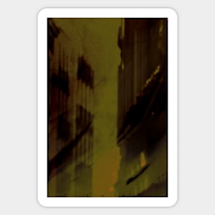 Special processing. HIgh buildings, like in night dreams. Loneliness and sadness. Green. Sticker